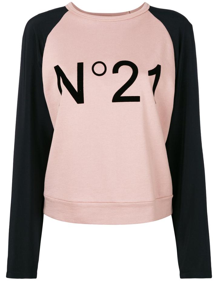 No21 Branded Raglan Sweatshirt - Pink & Purple