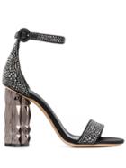 Salvatore Ferragamo Faceted Flower Sandals - Black