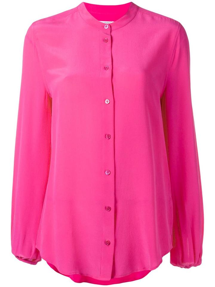 Equipment Band Collar Shirt - Pink & Purple