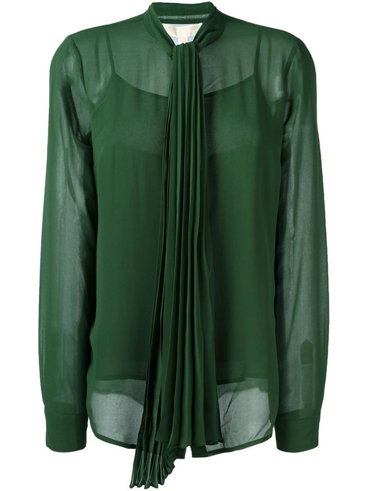 Michael Michael Kors Pleated Bow Blouse - Green