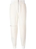 3.1 Phillip Lim Gathered Ankle Track Pants, Women's, Size: 2, White, Cotton/spandex/elastane/viscose
