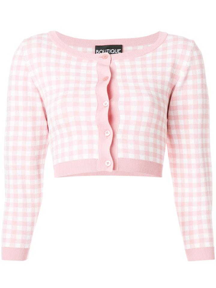 Boutique Moschino Cropped Checked Cardigan - Pink & Purple
