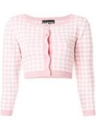 Boutique Moschino Cropped Checked Cardigan - Pink & Purple