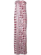 Oscar De La Renta Striped Houndstooth Gown - Red
