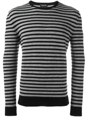 Exemplaire Striped Crew Neck Sweater - Black