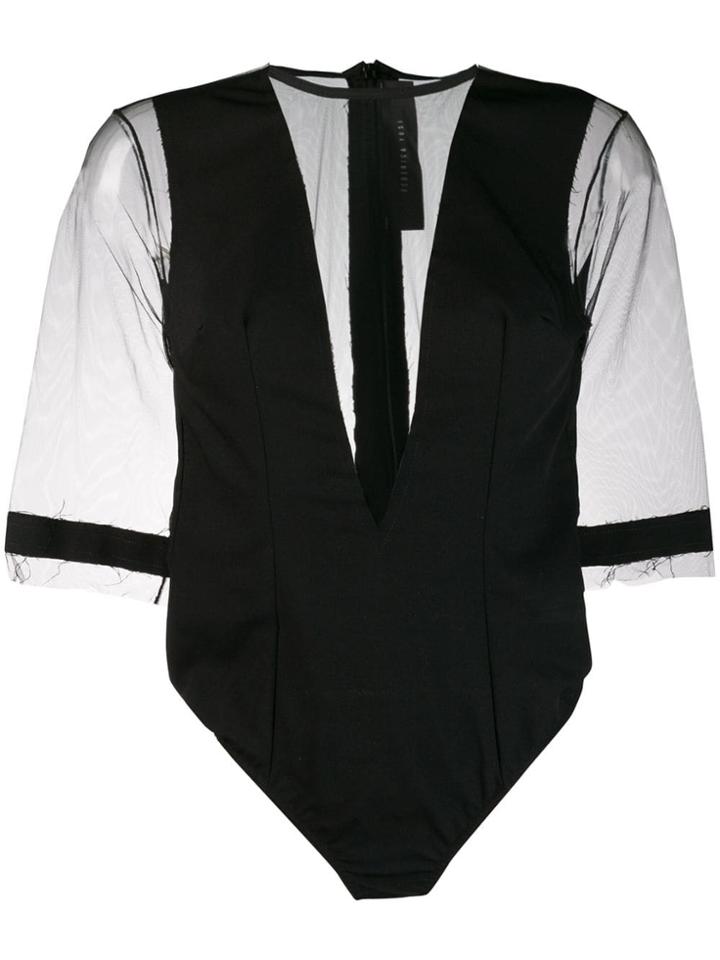 Federica Tosi Sheer Panel Bodysuit - Black