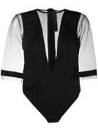 Federica Tosi Sheer Panel Bodysuit - Black