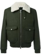 Ami Alexandre Mattiussi Zipped Jacket With Shearling Collar - Green