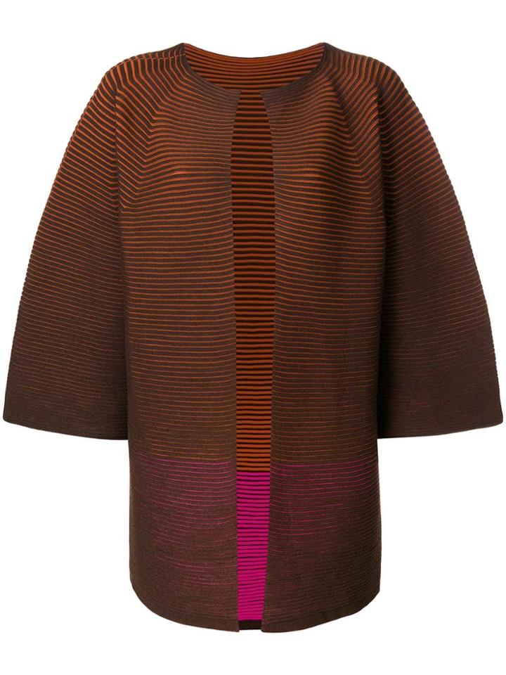 Issey Miyake Oversized Cropped Sleeves Cardigan - Brown