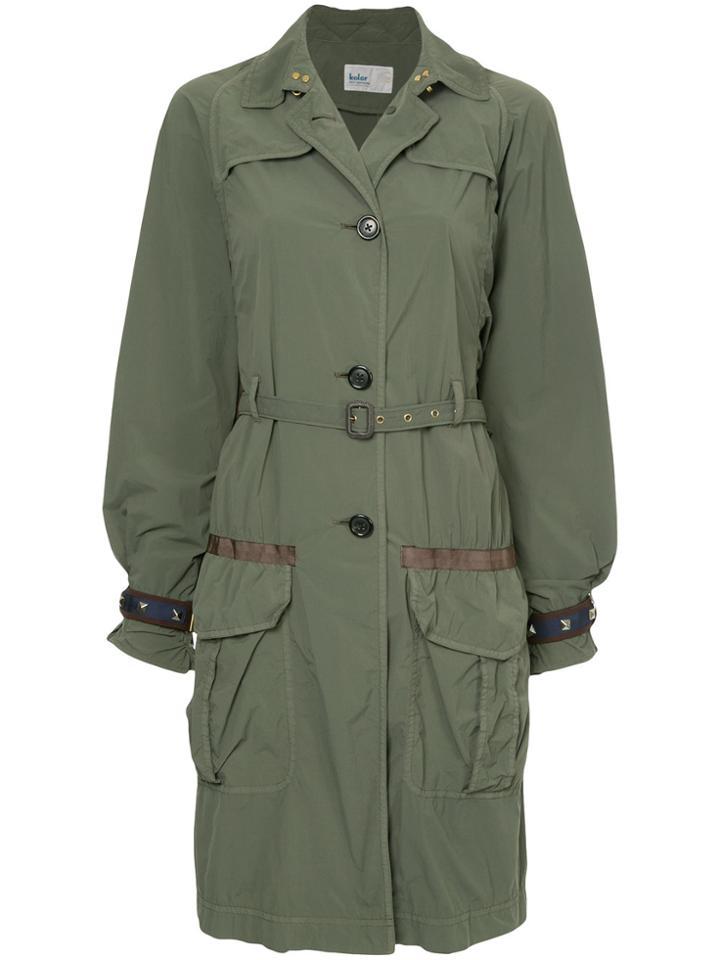 Kolor Belted Military Coat - Green