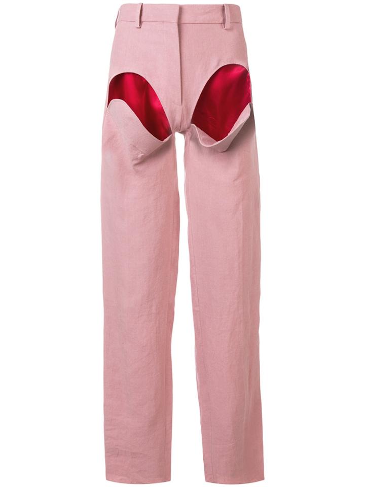 Y / Project High Slash Leg Trousers - Pink & Purple