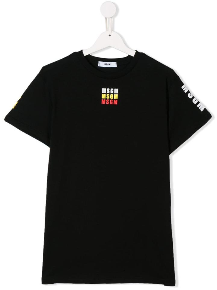 Msgm Kids Contrast Logo T-shirt - Black