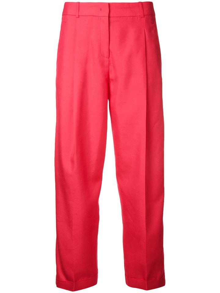 Jil Sander Navy Cropped Trousers, Women's, Size: 34, Pink/purple, Silk/cotton