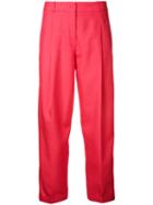 Jil Sander Navy Cropped Trousers, Women's, Size: 34, Pink/purple, Silk/cotton