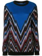Balmain Zig Zag Intarsia Jumper - Blue