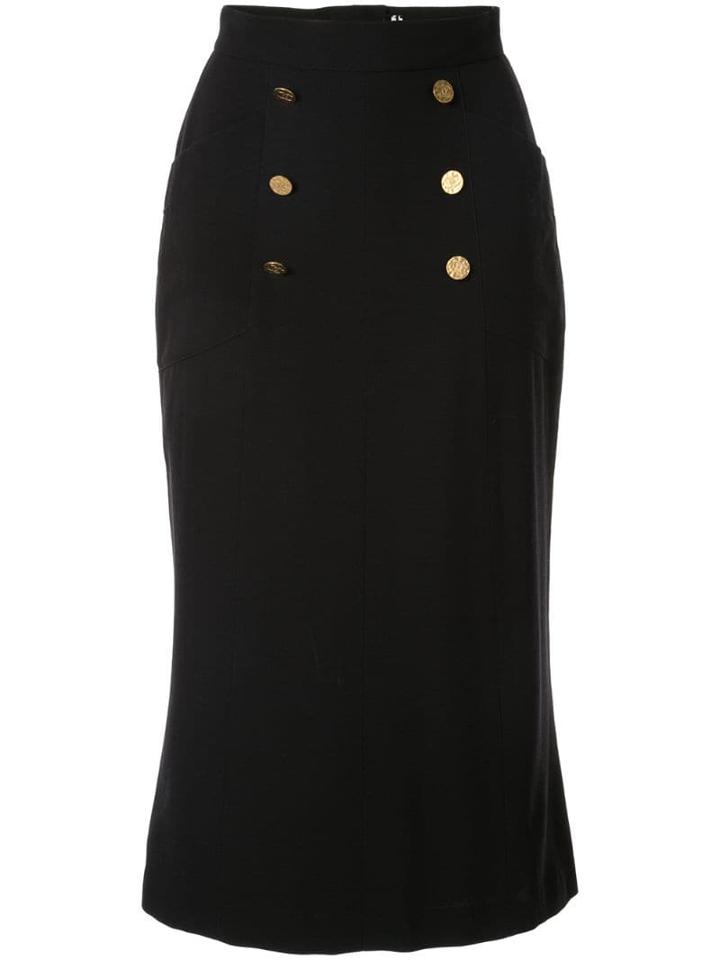 Chanel Pre-owned Interlocking Cc Midi Skirt - Black