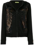 Versace Jeans Leaf Embroidered Zipped Hoodie - Black