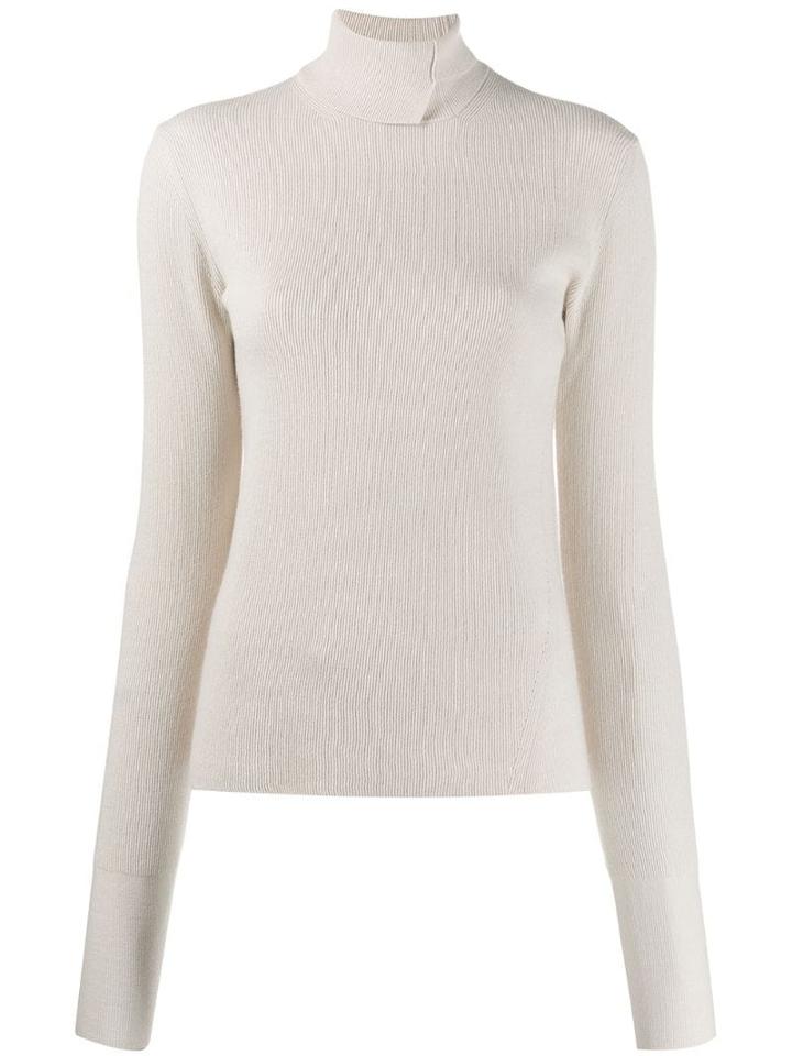 System Ribbed Knit Roll Neck Sweater - Neutrals