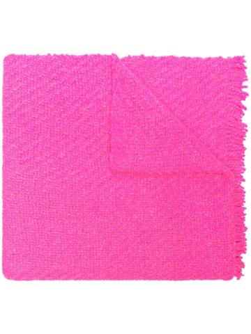 Aessai Oversized Frayed Wool Blanket Scarf - Pink & Purple
