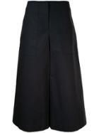 Jil Sander Navy Cropped Flared Trousers - Blue