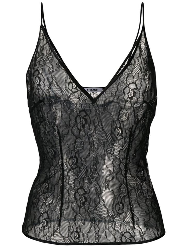 Styland Lace Vest - Black