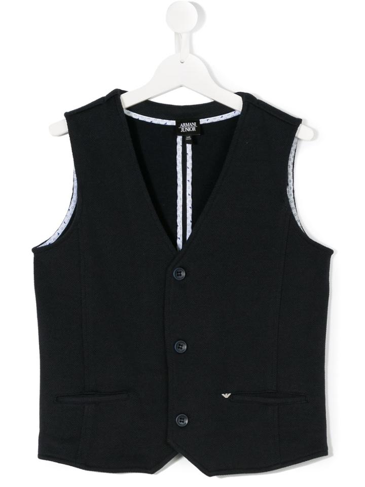 Armani Junior Logo Plaque Waistcoat - Blue