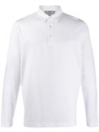 Canali Plain Longsleeve Polo Shirt - White