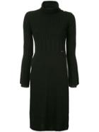 Loveless Ribbed Turtleneck Sweater Dress - Black
