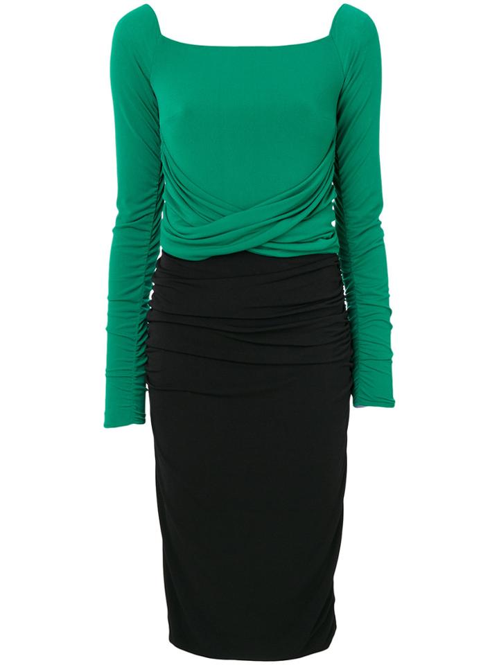 Marco Bologna Ruched Detail Contrast Panel Dress - Black