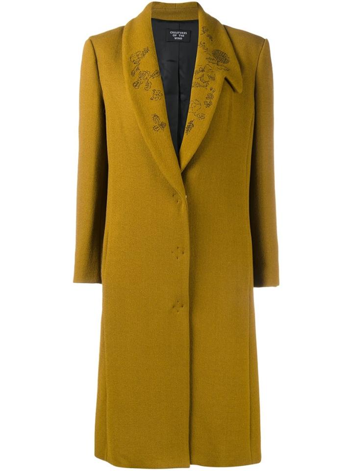 Creatures Of The Wind Floral Lapel Coat - Brown