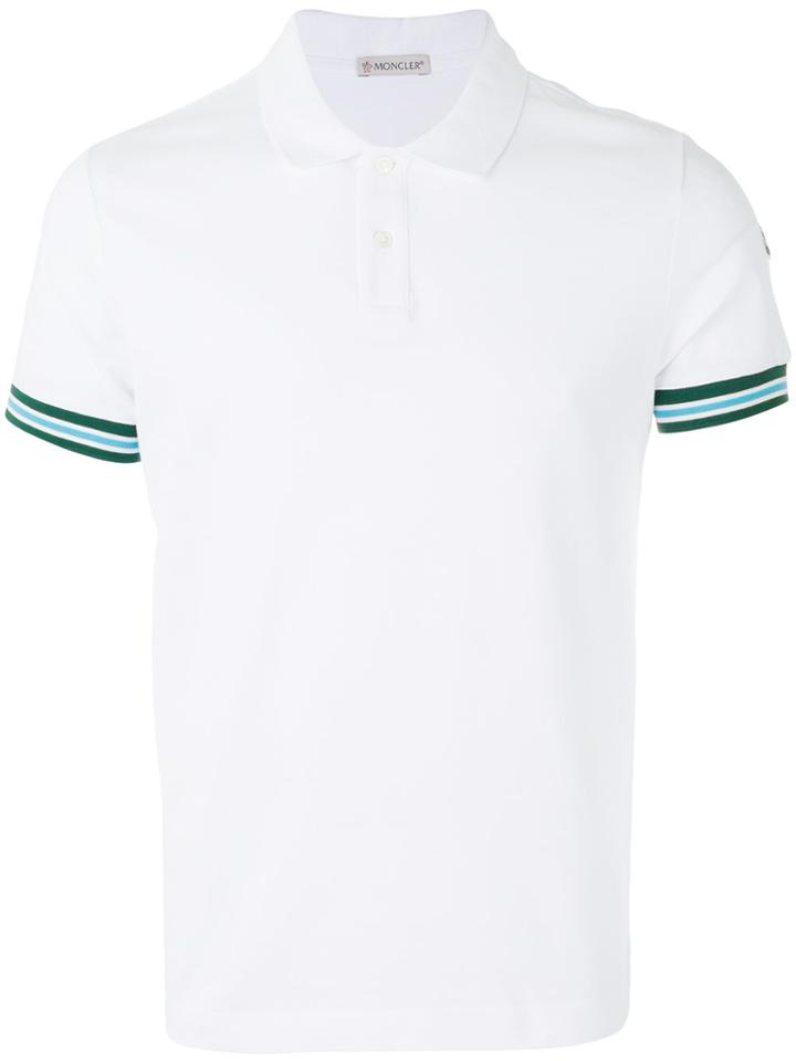 Moncler Striped Trim Polo Shirt - White