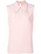 Miu Miu Rhinestone Sleeveless Blouse - Pink