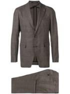 Tagliatore Checked Suit Jacket - Brown