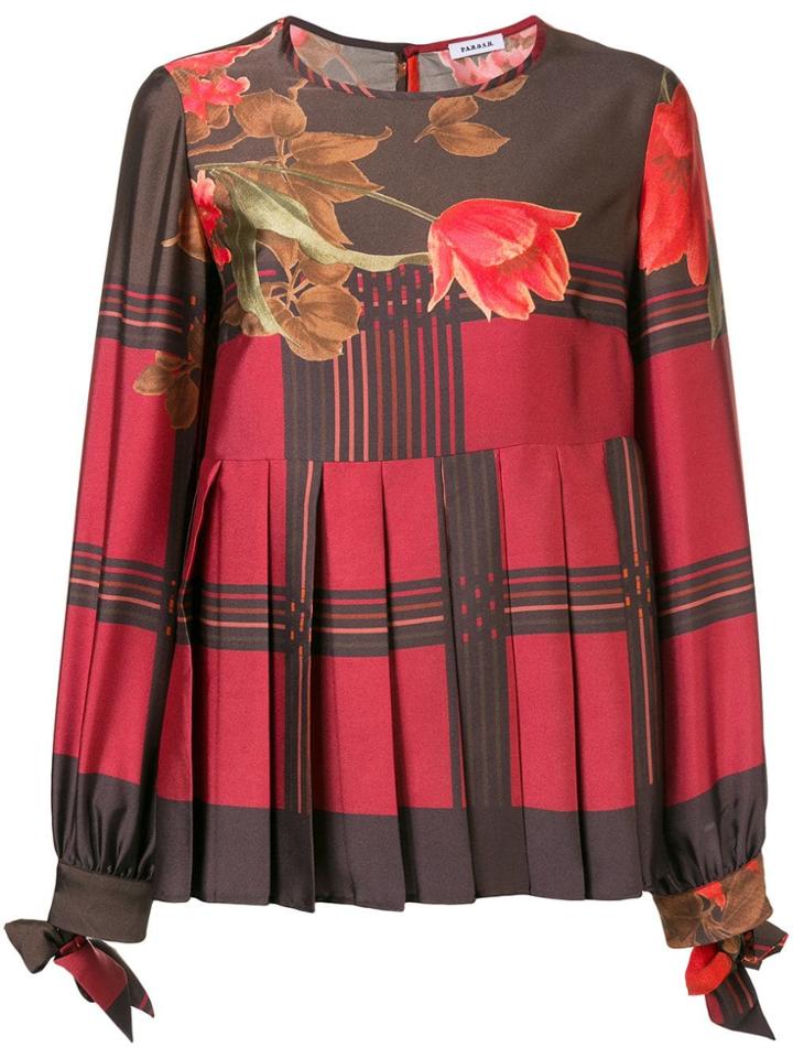 P.a.r.o.s.h. Floral Checked Blouse - Brown