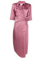 Nanushka Satin Asymmetric Wrap Dress - Pink