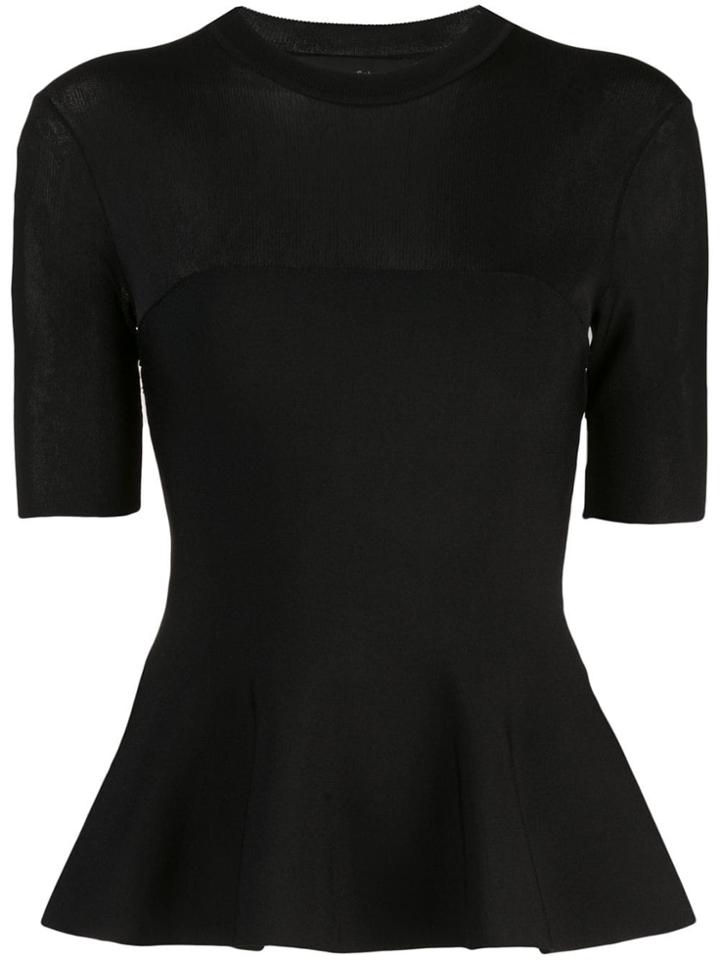 Proenza Schouler Matte Viscose Peplum Knit Top - Black