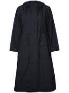 Le Ciel Bleu Hooded Drawstring Coat, Women's, Size: 36, Black, Cotton/polyester