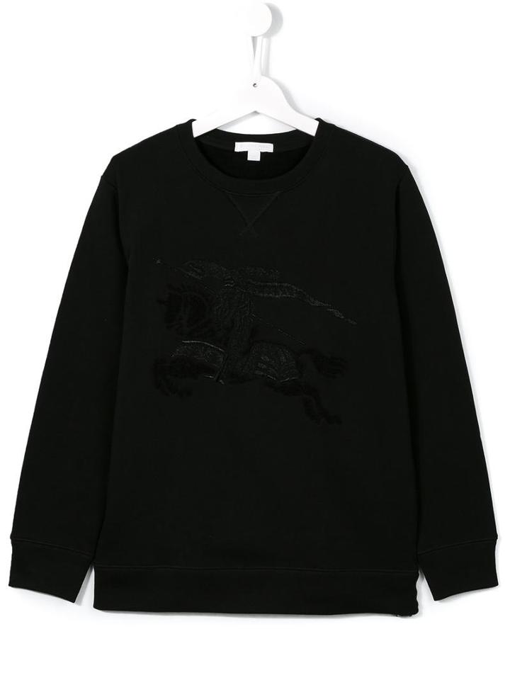Burberry Kids Knight Logo Embossed Sweatshirt, Boy's, Size: 14 Yrs, Black