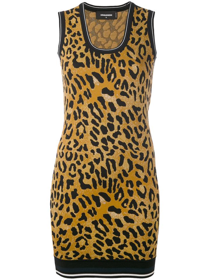 Dsquared2 - Animal Print Mini Dress - Women - Polyester/viscose - M, Women's, Brown, Polyester/viscose