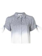 Milly - Striped Cold Shoulder Shirt - Women - Cotton/spandex/elastane - 6, Blue, Cotton/spandex/elastane