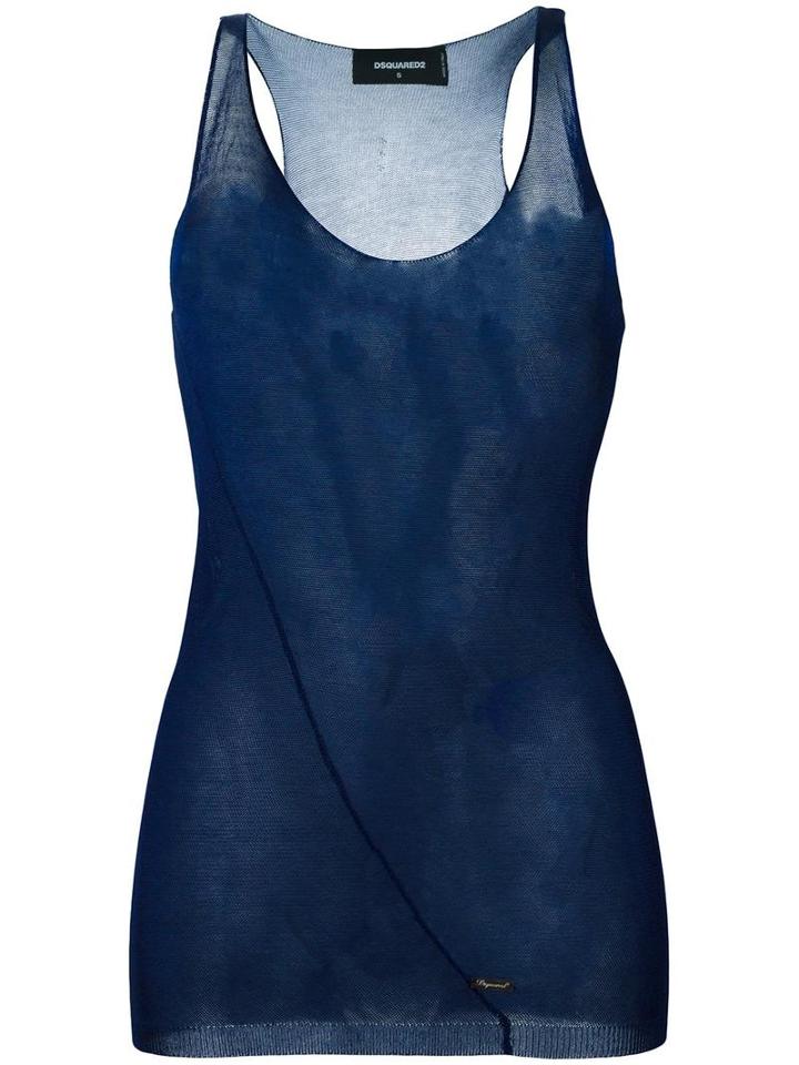 Dsquared2 Transparent Tank Top, Women's, Size: Small, Blue, Viscose/polyester