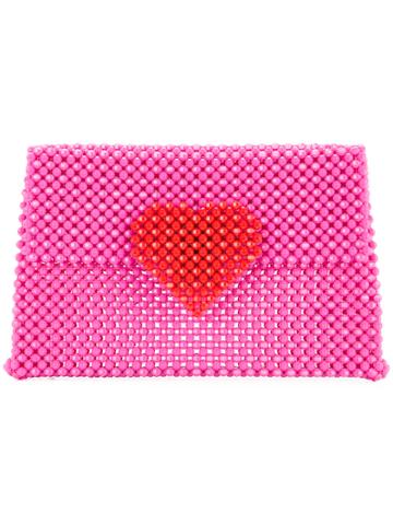 Delduca Heart Patch Clutch - Pink & Purple