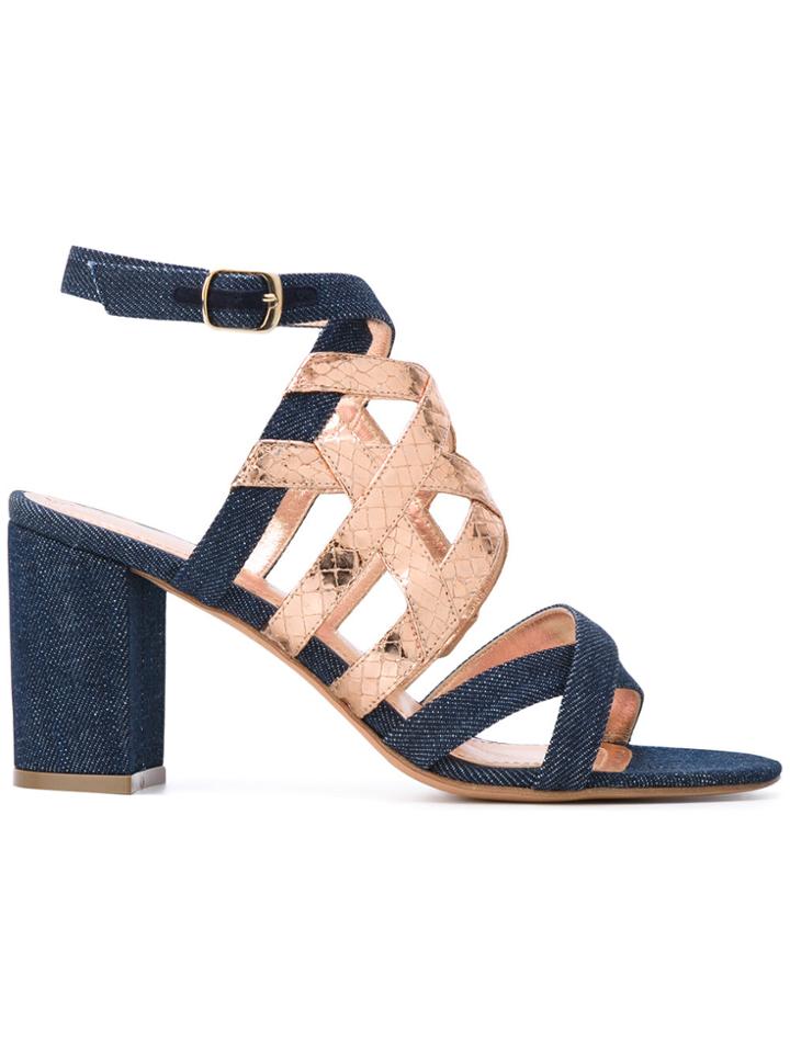 Jean-michel Cazabat Metallic Strap Denim Sandals - Blue