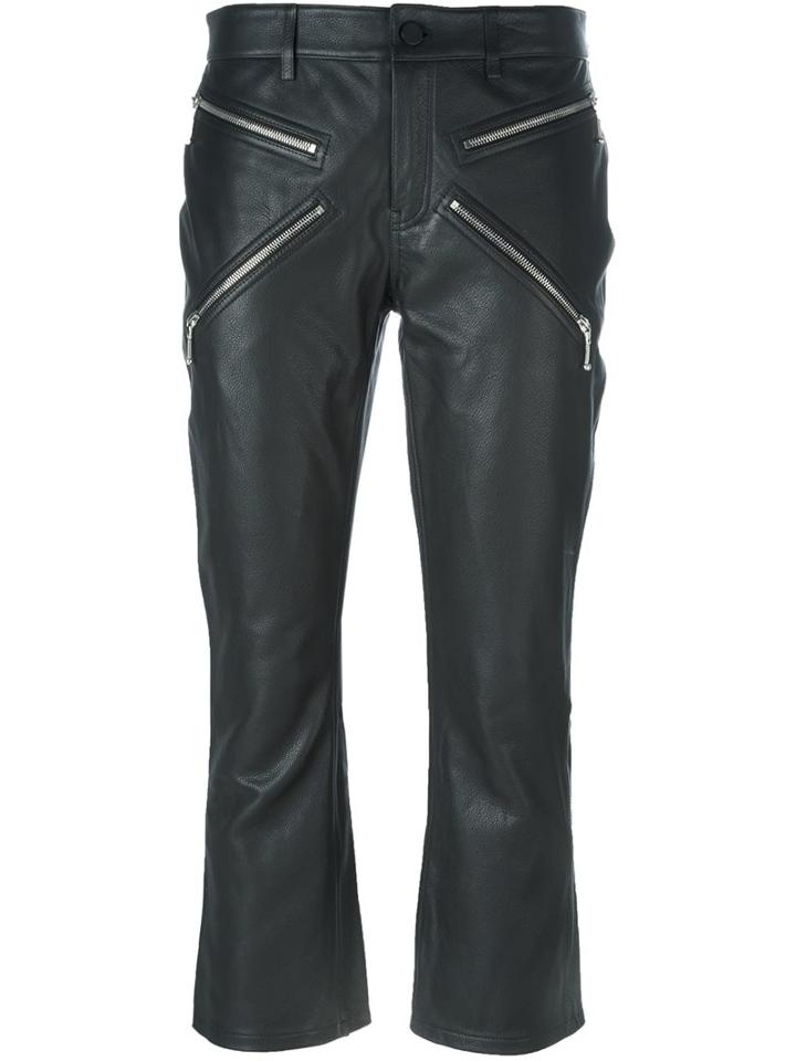 Alexander Wang - Cropped Calf Leather Trousers - Women - Calf Leather/polyester/spandex/elastane - 4, Black, Calf Leather/polyester/spandex/elastane