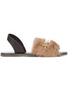 Fabio Rusconi Gem And Fur Embellished Sandals - Brown