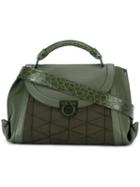 Salvatore Ferragamo Structured Satchel Bag, Women's, Green, Calf Leather