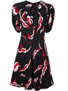 Msgm Floral Print Dress, Women's, Size: 44, Black, Viscose/polyester