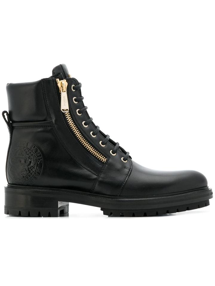 Balmain Lace-up Biker Boots - Black