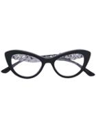 Dolce & Gabbana - Lace Flowers Glasses - Women - Acetate - 49, Black, Acetate