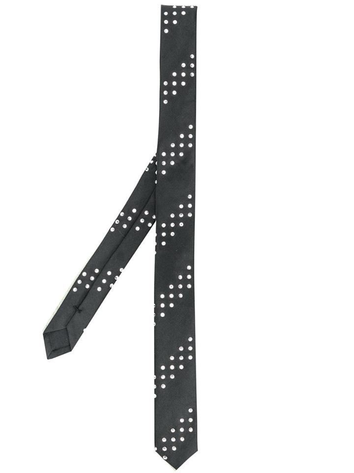 Saint Laurent Embellished Skinny Tie - Black